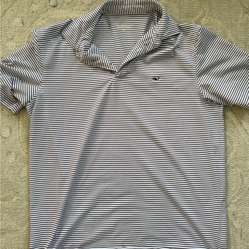 Vineyard Vines Black and White Striped Polo Shirt
